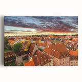 Black and white print of the Charles Bridge in Prague on stretched canvas, ideal for kitchen wall art or bedroom.