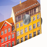 Large abstract wall art of a Danish landscape in muted greens and blues on acrylic glass, ideal for dining room ambiance.