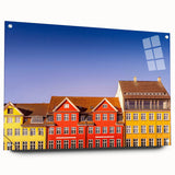 Acrylic print of a Danish landscape in muted earth tones, ideal for dining room decor.