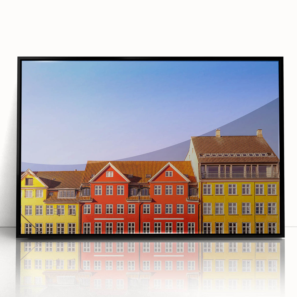 Large abstract wall art depicting a Danish landscape in muted earth tones on a framed acrylic panel, suited for modern decor.