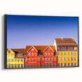Black and white landscape art painting of a European scene on a framed canvas, ideal for bedroom decor.