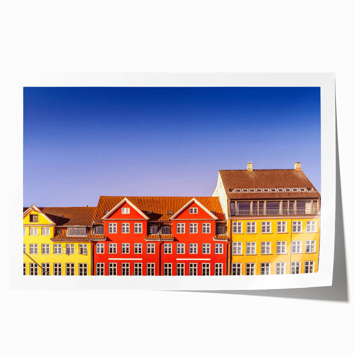 Extra large rolled print of a Danish landscape, featuring soft pastel shades, ideal for dining room wall art.