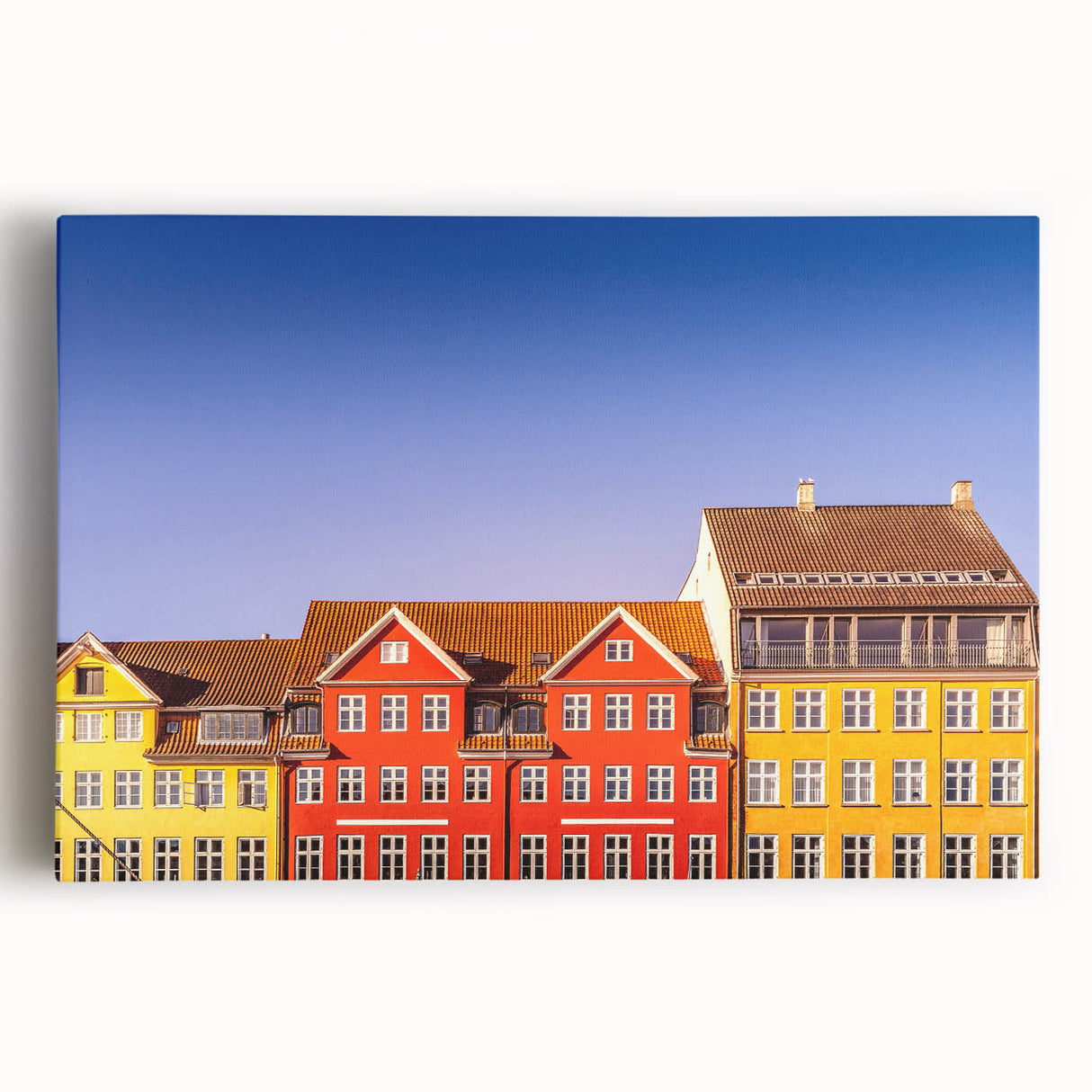Black and white large art print of a European cityscape on stretched canvas, ideal for kitchen wall art or bedroom decor.