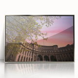 Mid-century modernist art depicting Bath, England in muted tones on a framed acrylic, ideal for modern art wall decor.