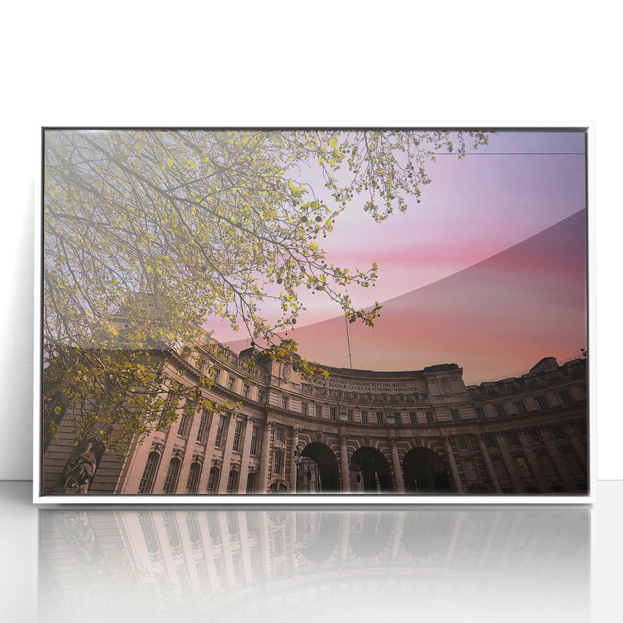 Mid-century modernist art of Bath, England, with muted colors on a framed acrylic, ideal for nursery wall art.