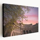 Large art depicting the Bath, England cityscape on stretched canvas, in subdued earth tones, ideal for kitchen wall art.