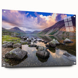Acrylic print of a Cumbria, England scenery in muted earth tones, ideal for bedroom or dining room decor.