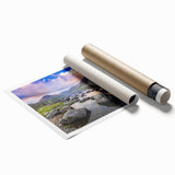 Extra large rolled print of a Cumbria landscape with muted green and brown tones, ideal for classy bathroom wall art.
