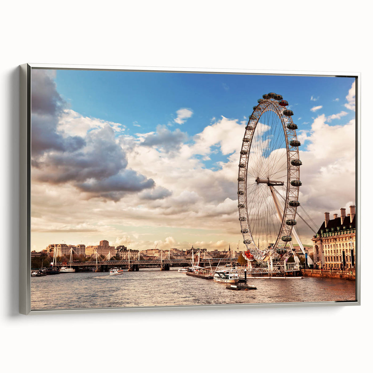 Landscape art painting of London featuring muted colors on a framed canvas, ideal for office or study room decor.