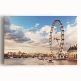 Black and white stretched canvas featuring the London skyline, ideal for kitchen wall art.