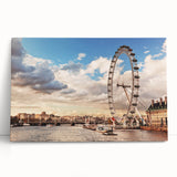 Black and white large art print of London scenery on stretched canvas, ideal for kitchen wall art.