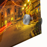 Large abstract depiction of Oxford scenery in muted earth tones on acrylic glass, suitable as dining room art.