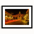 Extra large abstract art print of Oxford scenery in vibrant colors on a textured canvas, framed in black.