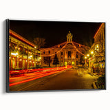 Black and white vintage poster art of Oxford landscape on framed canvas, suitable for bedroom wall decor.