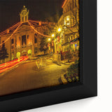 Black wall art depicting Oxford's cityscape in colorful, textured acrylic on an extra large framed canvas.