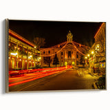 Framed canvas depicting a vintage-style Oxford landscape, featuring muted earth tones, ideal for bedroom wall art.