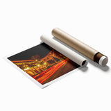 Extra large rolled print of Oxford scenery with muted floral elements, ideal for classy bathroom wall art.