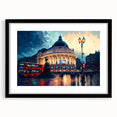 Extra large framed wall art featuring a colorful abstract depiction of Piccadilly, England, in textured acrylic.