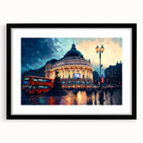 Extra large framed wall art featuring a colorful abstract depiction of Piccadilly, England, in textured acrylic.