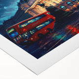 Art deco poster of Piccadilly, England in muted tones on rolled canvas, suitable for dining room wall art.