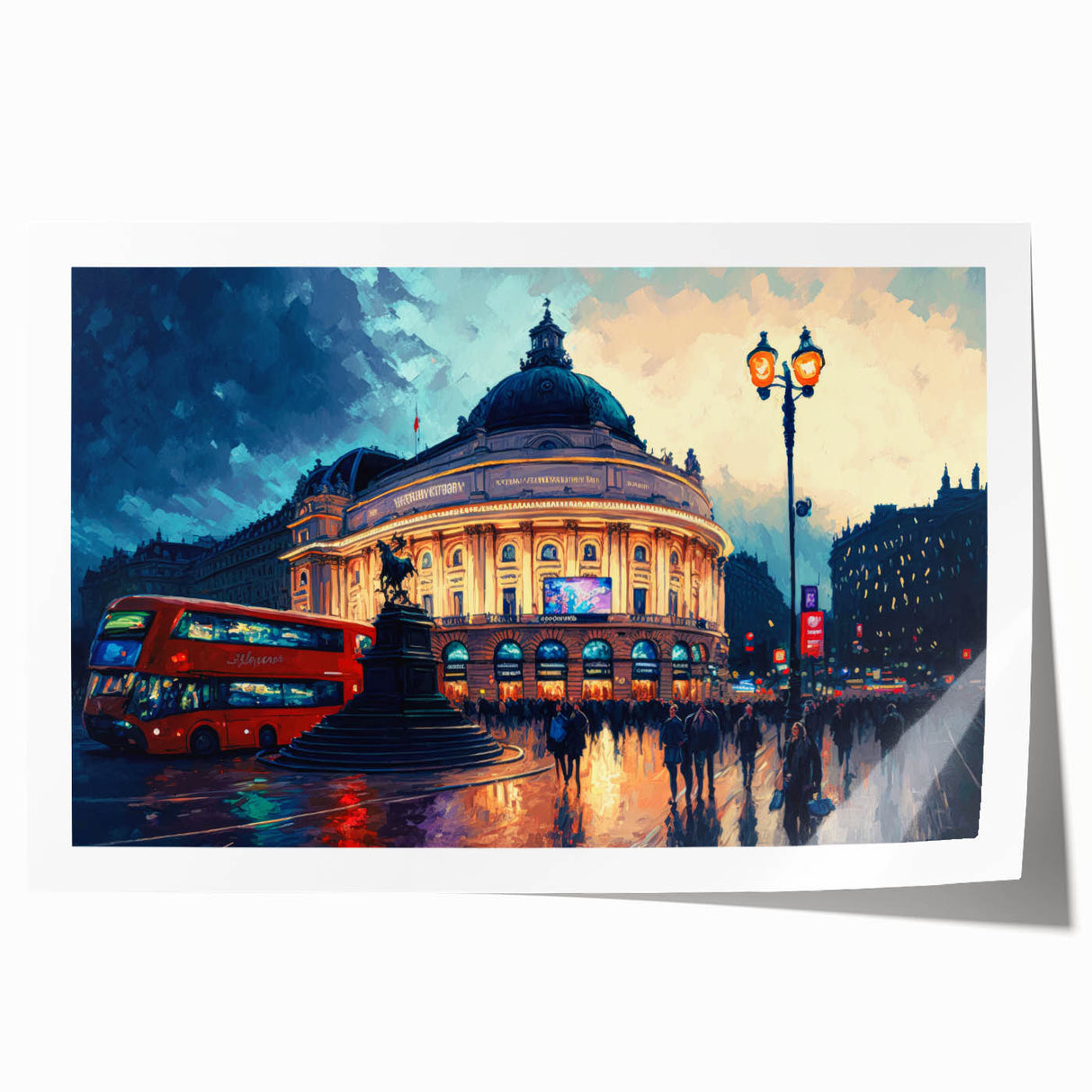 Extra large rolled print of Piccadilly, England in muted earth tones, ideal for art wall dining room.
