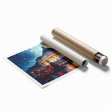 Extra large rolled print of Piccadilly, England, featuring muted floral art, ideal for classy bathroom wall art.