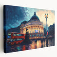 Piccadilly Circus scene in muted colors on stretched canvas, suitable for kitchen wall art.