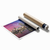 Extra large rolled print of the Thames River with floral accents in pastel colors, ideal for classy bathroom wall art.