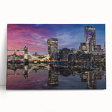 Black and white large art print of the Thames River in England on stretched canvas, ideal for kitchen wall art.