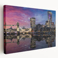Large canvas print of the Thames River with soft gray and blue tones, ideal for kitchen wall art.