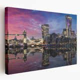 Large canvas print of the Thames River with soft gray and blue tones, ideal for kitchen wall art.