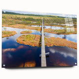 Acrylic print of a large abstract depiction of Estonia's landscape in muted earth tones.