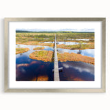 Extra large abstract art print of a textured European scenery in silver frame, ideal for living room decor.