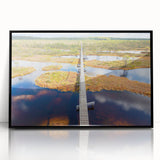 Large abstract wall art featuring mid-century modernist style, acrylic print of European scenery in muted colors.