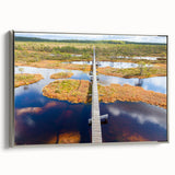 Landscape art painting of a European scenery on framed canvas.