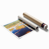 Extra large rolled print of a European Estonian scenery with muted floral art, ideal for classy bathroom wall art.