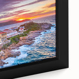 Extra large black wall art featuring a textured Corsican landscape in vibrant colors, ideal for living room decor.