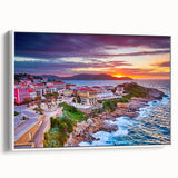 Vintage poster art of a Corsican landscape, featuring colorful imagery on extra large framed canvas.