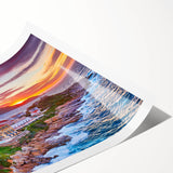 Extra large wall art of line art flowers in soft pastel shades, printed on rolled canvas.