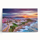 Black and white stretched canvas of Corsican landscape, ideal for kitchen wall art.