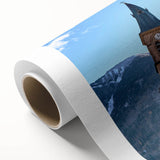 Art deco poster of the French Alps in pastel colors on rolled canvas, ideal for nursery wall art.