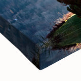 Black and white landscape art painting of the French Alps on large stretched canvas, suited for bedroom decor.