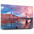 Acrylic print of Lyon, France, featuring muted earth tones, ideal for dining room decor.