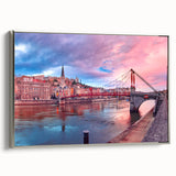 Landscape art painting of Lyon, featuring vibrant colorful art on a framed canvas.