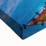 Black and white landscape painting of Nice, France on stretched canvas, suitable for bedroom decor.