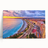 Black and white photograph of Nice, France, on large stretched canvas, ideal for kitchen wall art.