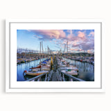 Textured abstract art print of Normandy scenery in muted earth tones, framed with a white mat, suitable for bedroom decor.