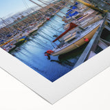 Art deco poster of Normandy, France scenery in muted colors on rolled canvas, suitable for dining room wall art.