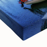 Large art depicting a black and white landscape of Normandy on stretched canvas, suitable for bedroom wall decor.