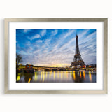 Extra large abstract art print of Paris scenery in muted gray tones, framed with a silver mat.